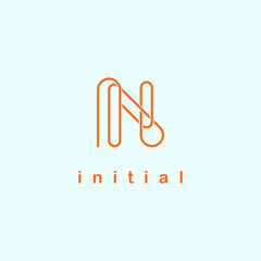 N letter Logo Design vector Template, in line geometric style