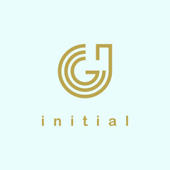 JG letter Logo Design vector Template, in line geometric style