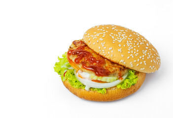 
Chicken burger on white background