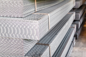 Steel checker plate at factory