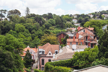 Fototapeta premium Old little houses in a Sintra town of Portugal