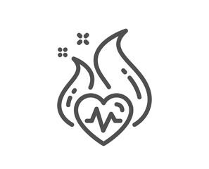 Cardio training line icon. Fat burning workout sign. Gym fit heartbeat symbol. Quality design element. Linear style cardio training icon. Editable stroke. Vector