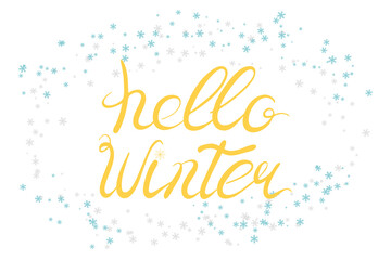 Hello Winter Vector Poster Horizontal Template