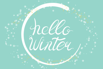 Hello Winter Vector Poster Horizontal Template