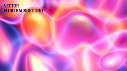 Fluid, flowing geometric shapes. Bright neon colors on a dark background. Trendy modern blurred vector image. Plasma glow effect. Watermark template for text. Music posters, banners.