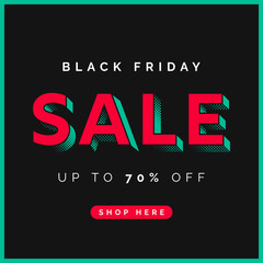 Black Friday Sale. Black Friday Banner Design Template with 3D Creative Typography Logo, Banner, Social Post, Ad, Advert Etc. Vector EPS10 Template for Black Friday Sales