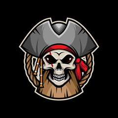 pirate skull with a sword