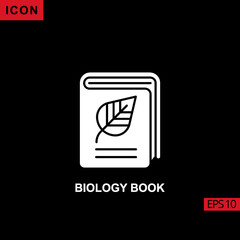 Icon biology book with leaf. Filled, glyph or flat vector icon symbol sign collection