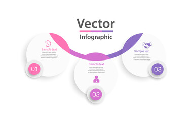 Modern vector  infographic template with 3 steps for business.  Can be used for workflow layout, diagram, annual report, web design