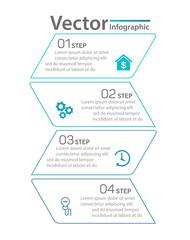 Business vector infographic design template with icons and 4 options or steps. Can be used for process diagram, presentations, workflow layout, banner, flow chart, info graph