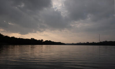 beautiful landscape,  water, sky and city
