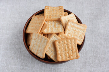 delicious diet dry cookies, biscuits, cracker in a clay bowl