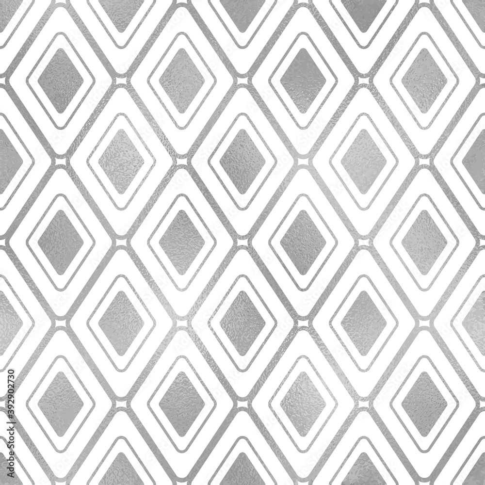 Wall mural silver geometric seamless pattern. abstract background with subtle squares shape. modern stylish sil