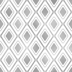 Silver geometric seamless pattern. Abstract background with subtle squares shape. Modern stylish silver texture. Graphic element pattern. Geometric design for prints, gift wrapper, wallpaper. Vector 