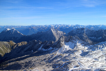 Naklejka premium View from top of Zugspitze, the highest peak of the Wetterstein Mountains as well as the highest mountain in Germany.
