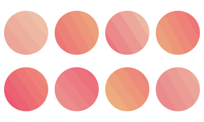 Abstract red and pink highlight covers for social media, round icon set for current pinned stories. Vector circle illustration. Red circles.