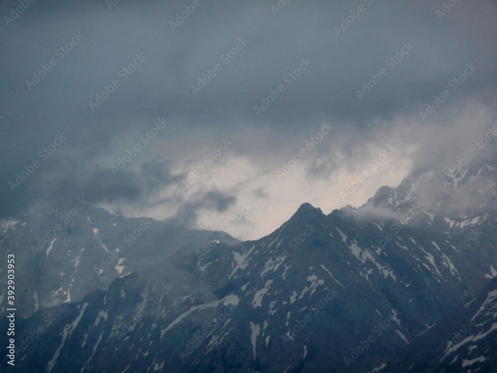 Wall mural mountain hiking tour to daniel mountain in tyrol, austria