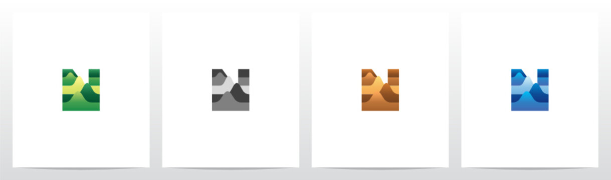 Terrain Landscape On Letter Logo Design N