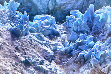 View on Perito Moreno Glacier colorful painting