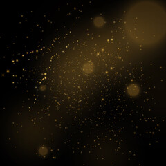 Vector eps 10 gold particles. Glowing yellow bokeh circles, sparkling golden dust abstract gold luxury background decoration