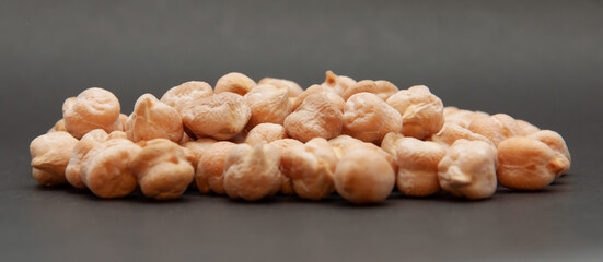 Raw Chickpeas on black background