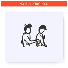  Stealing, theft icon. Physical bullying. Outline sketch drawing. Man steals from another man. Aggressive behaviour, violence. Discrimination, pressure, social issue. Isolated vector illustration 