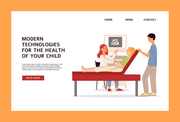 Obstetric center or maternity hospital website banner flat vector illustration.