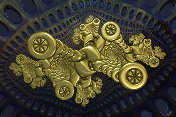 Computer-generated 3D fractal. Abstract fractal illustration in bright color.Abstract shapes in color.