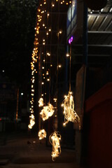 Blurry decoration lights in the night. 