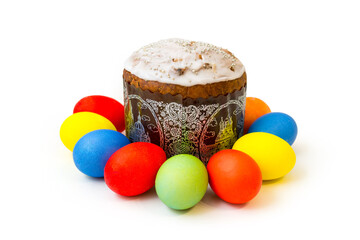 Easter cake with colorful eggs
