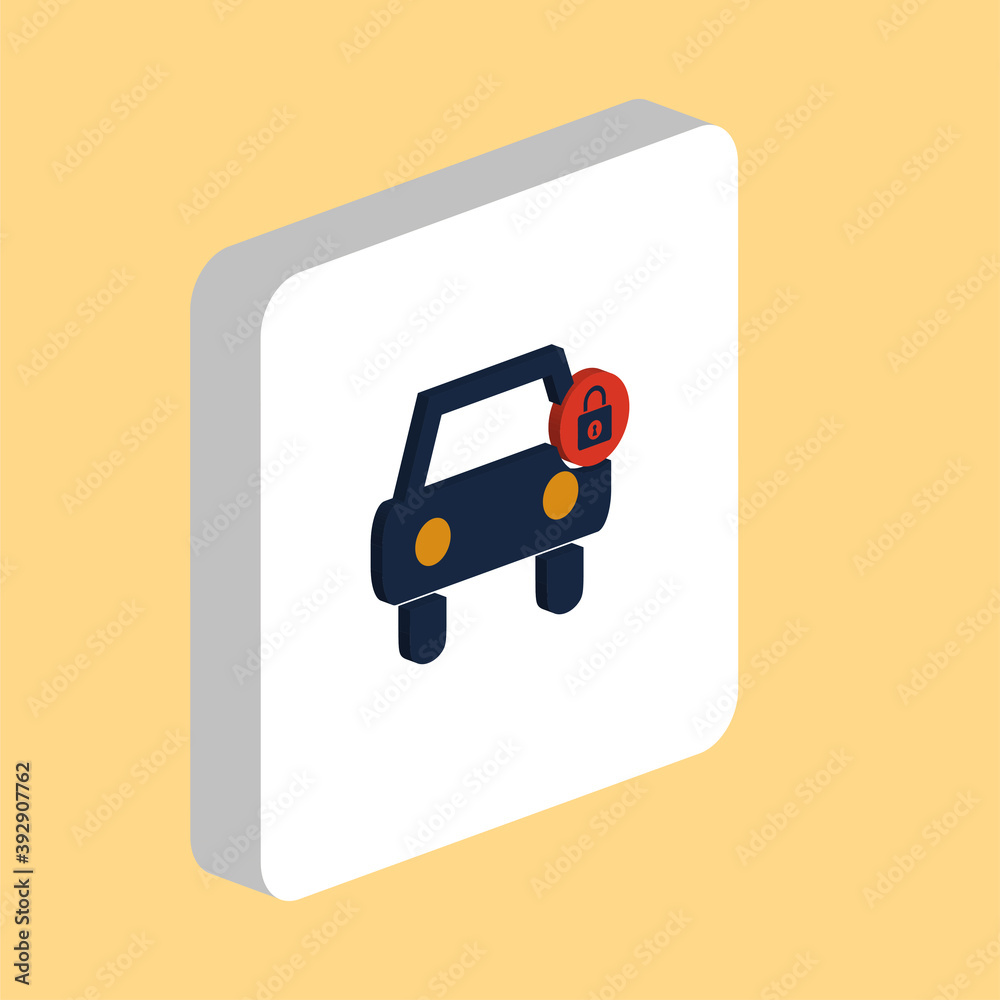 Poster car lock simple vector icon. illustration symbol design template for web mobile ui element. perfect 