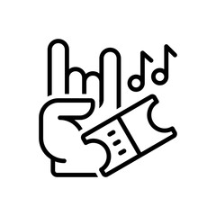 Black line icon for concert