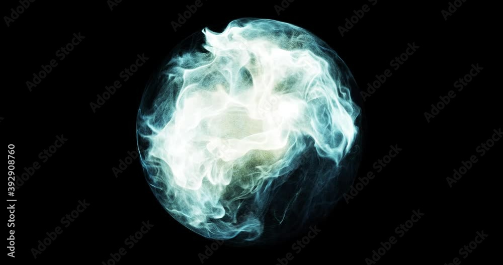 Poster magical and mystical orb visual effect. power particle and element moving within sphere to create th
