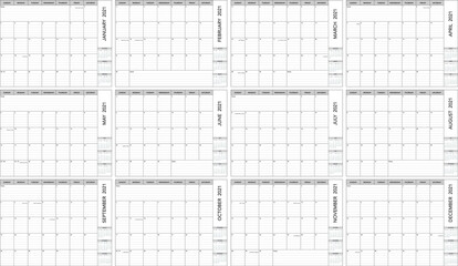 2021 calendar with room for notes