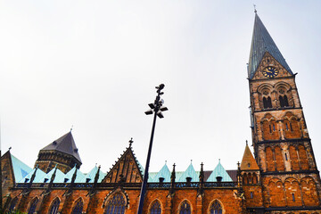 Bremen Cathedral of St. Peter in the market square in the center of Bremen, Northern Germany...