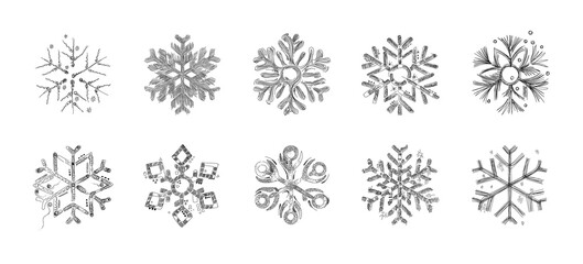 set of vector snowflakes