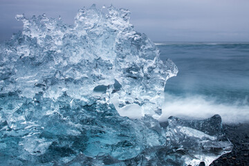 Icebergs in Surf by Jokulsarlon, Iceland