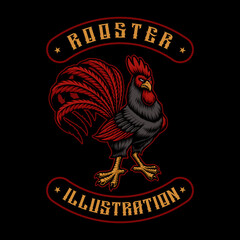 A colorful vector illustration of a rooster, this design can be used as a shirt print as well as for many other uses. © Harry Kasyanov