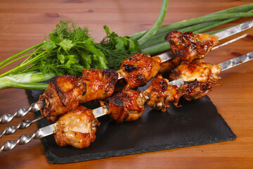 Chicken shashlik kebab on the sticks