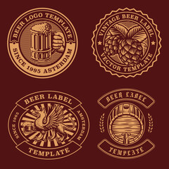 Vintage beer emblems bundle, these designs can be used as logo templates for a bar as well as for many other uses