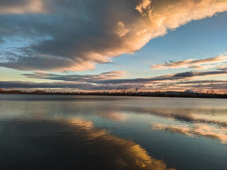 sunset over the lake