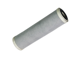 new carbon filter for drinking water, replaceable cartridge, isolated on white