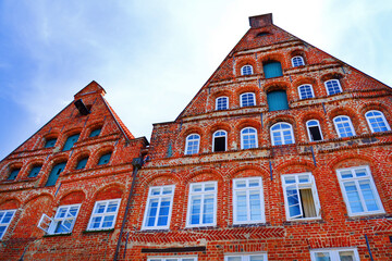 Fototapeta na wymiar Typcal old brick buildings in Luneburg, Germany, Europe. 