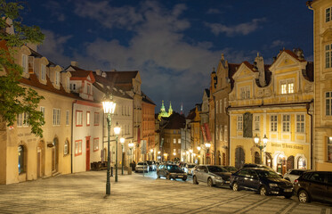 Evening street in Prague old town