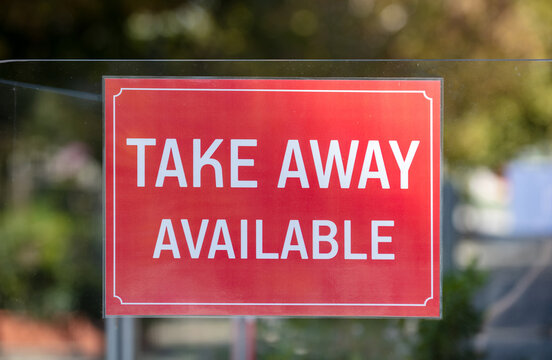 Take Away Available Sign On Restaurant Glass Partition