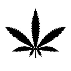 Cannabis leaf silhouette icon. Clipart image isolated on white background.