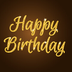 Happy Birthday glitter text on dark background. Clipart image