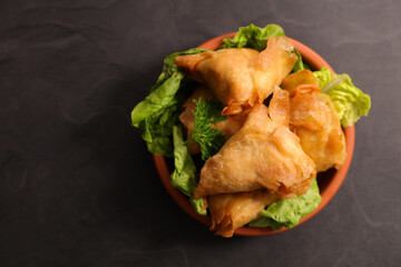 traditional samosa and lettuce