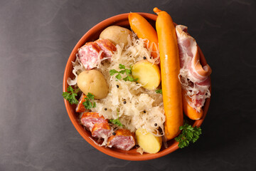 sauerkraut- cabbage with potato and meats