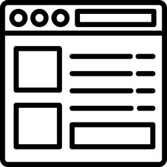 
Browser window with website page template. Web page wireframe, line vector icon 
